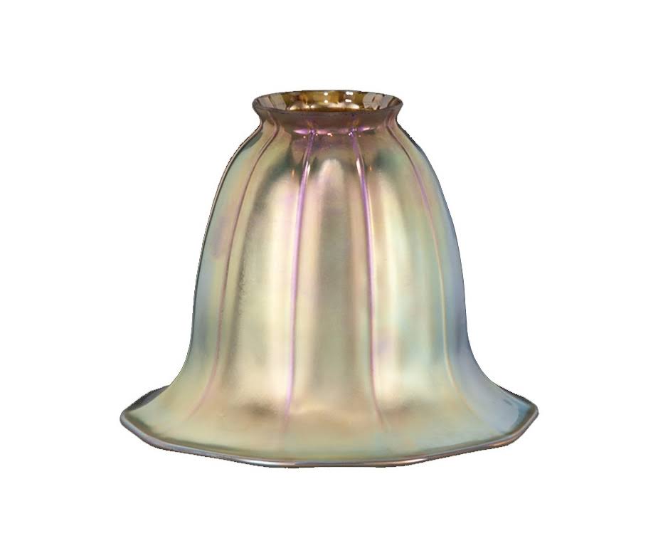 B&p Lamp 2 1/4 inch Fitter, Art Glass Shade w/Gold Iridescent Finish