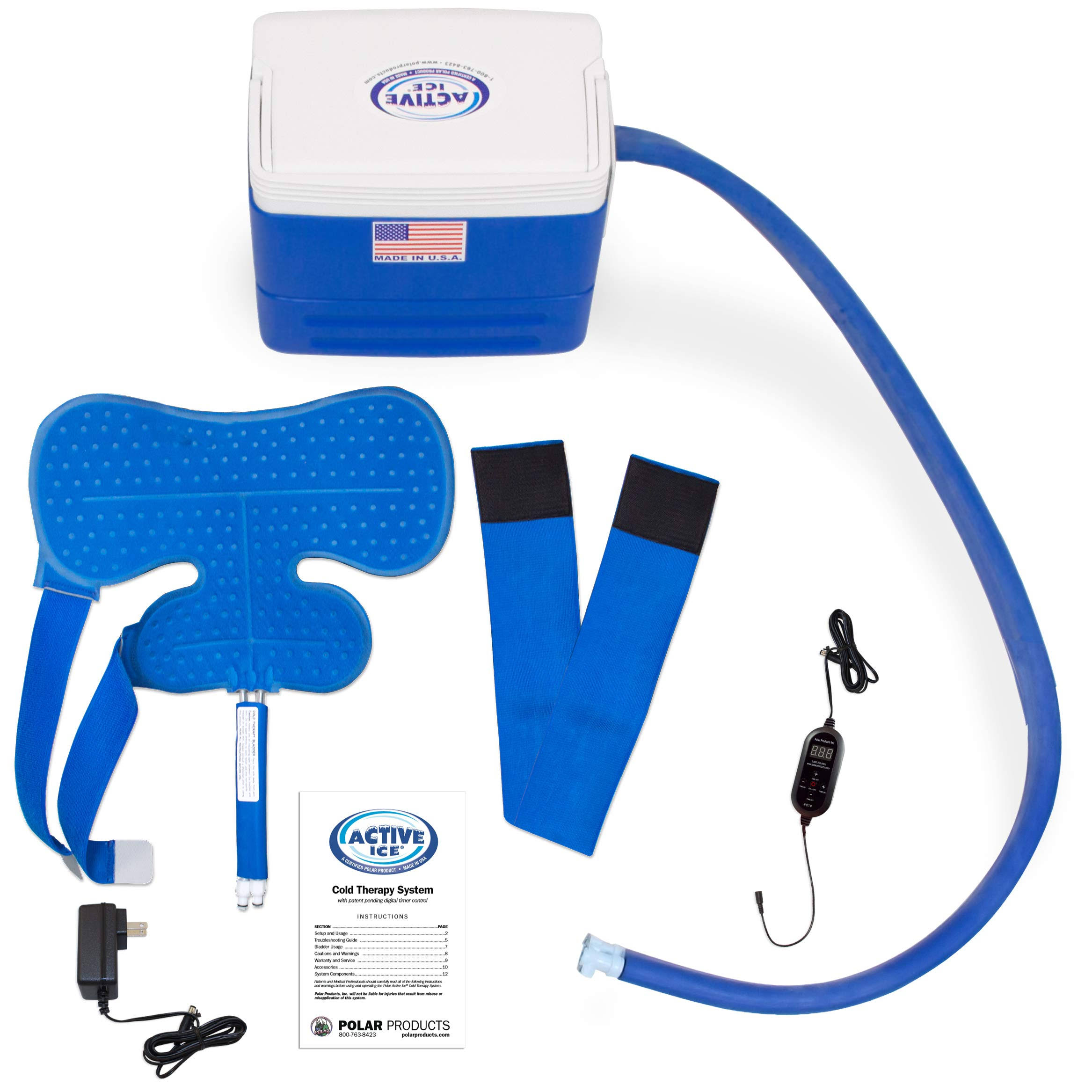 Polar Products Active Ice 3.0 Shoulder Cold Therapy System with Digital Timer Includes Shoulder Bladder, 9 Quart Cooler