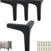 4 Inch Furniture Legs Modern Metal Cabinet Legs Set of 4, Furniture Feet Black Dresser Legs DIY Replacement Feet for Table Sofa Nightstand Chair Couch Ottoman Cabinet