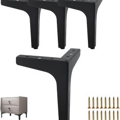 4 Inch Furniture Legs Modern Metal Cabinet Legs Set of 4, Furniture Feet Black Dresser Legs DIY Replacement Feet for Table Sofa Nightstand Chair Couch Ottoman Cabinet