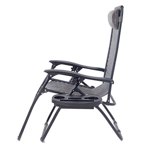 BTEXPERT Adjustable Steel Mesh Zero Gravity Lounge Chairs Outdoor Patio Recliner Beach Yard Garden with Pillow Utility Tray Cup Holder Gray Case Pack (Set of 2 pcs), Two Piece, Grey - Image 5