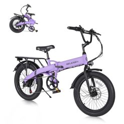 Folding Electric Bike for Adults, 20??3.0 Fat Tire Electric Bicycle, 374.4Wh Battery Ebike, 20MPH Electric Cargo Bike with LCD Color Display & 6 Speed Gears (Fits for 5’0+)