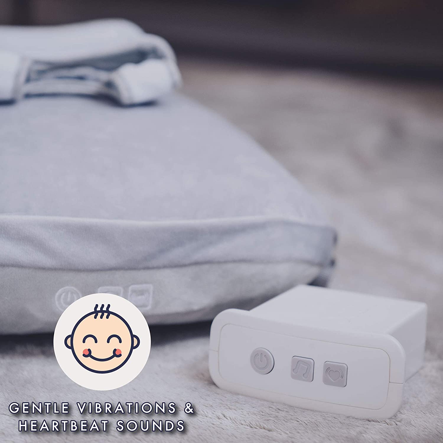 Babocush Newborn Comfort Cushion with Gentle Vibration and Heartbeat Sound, Helps Prevent Colic, Relieves Gas and Reflux, Provides Essential Tummy Time - Image 3
