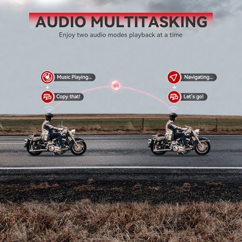 Motorcycle Bluetooth Headset V5.2 with Music Sharing, 2-Way Motorcycle Helmet Bluetooth with IP67 Waterproof, Motorcycle Communication Systems with Hi-FI Speakers for ATV/Snowmobile/Ski, 2 Pack - Image 5