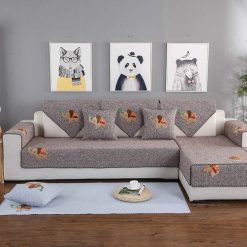 Solid Color Soft Cotton Woven Sectional Couch Cover Non Slip Simple Style Sofa Cover Decorative Home Sofa Loveseat with Small Elephant Pattern-Brown-a 45x45cm