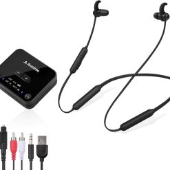 Avantree HT4186 Wireless Headphones Earbuds for TV Watching, Neckband Earphones Set w/Bluetooth Transmitter for Optical Digital Audio, RCA, 3.5mm Aux Ported TVs, Plug & Play, No Audio Delay