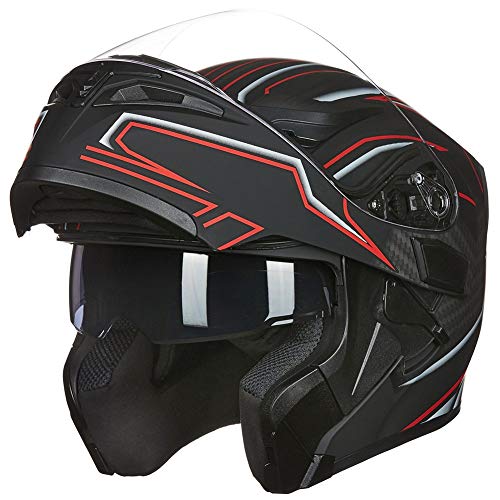 ILM Motorcycle Dual Visor Flip up Modular Full Face Helmet DOT 6 Colors Model 902 - Image 60