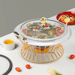 Alternative view of 2L Non-stick Chafing Dish Food Warmer Surface Buffet Warmers Adjustable Fire Chafing Dish Food Warmer