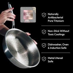 Alternative view of 2025 Upgraded Titancore Frying Pan 10, Titancore Titanium Frying Pan, 100% Titanium Pro Hammered Pans for Cooking, Naturally Non-Stick with Minimum Oil & with Lid (10.23in, No Lid)