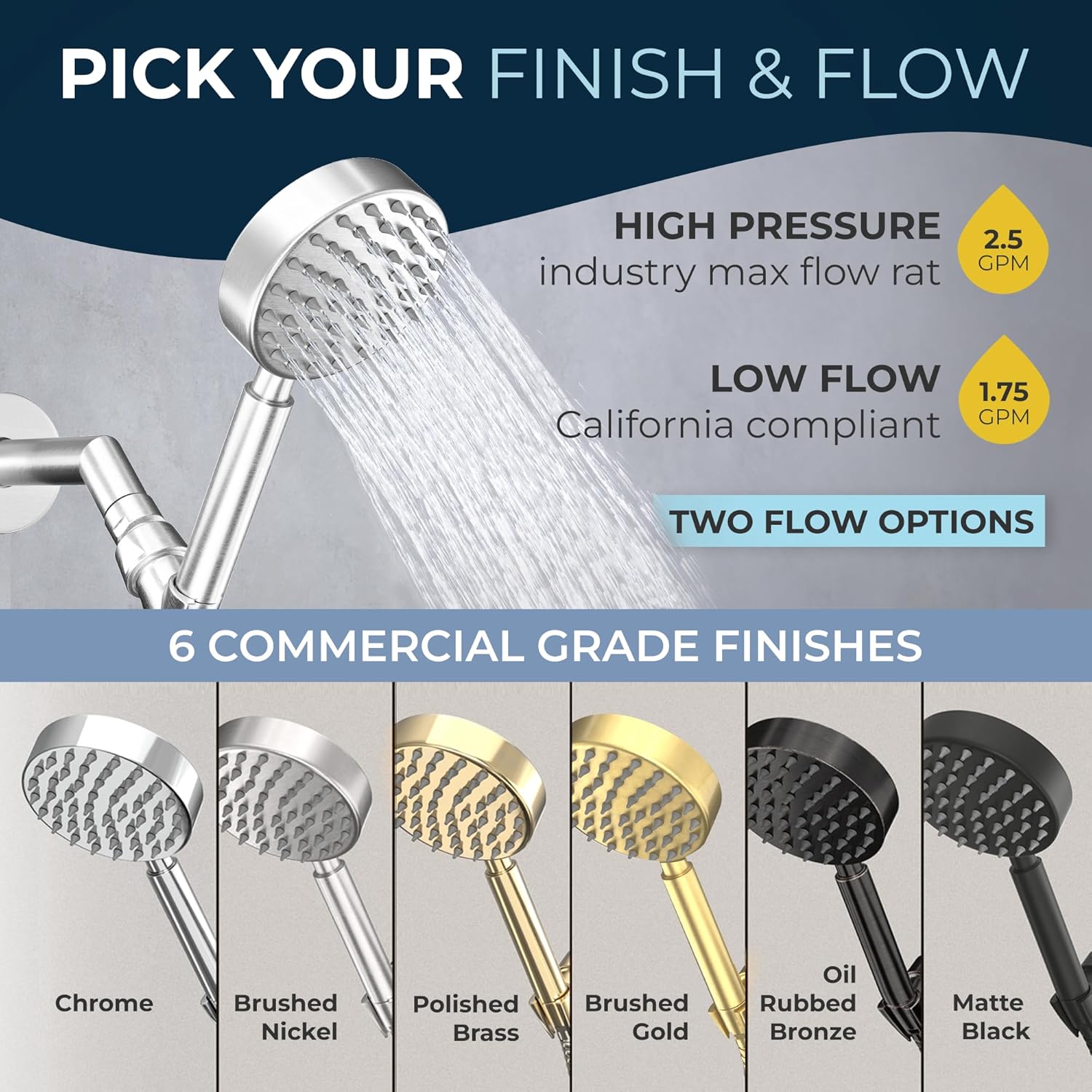 HammerHead Showers? Solid Metal LOW FLOW Handheld Shower Head with Hose and Brass Holder – OIL RUBBED BRONZE ?C Water Saving 1.75 GPM Detachable Shower Head – Adjustable Shower Wand Bracket & 6ft Hose - Image 23