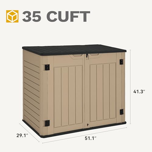 DWVO 5x3ft Resin Outdoor Storage Shed with Floor, Waterproof Lockable Storage Shed with Window, Plastic Outside Tool Storage for Garden, Backyard, Patio, Lawn, Gray - Image 33