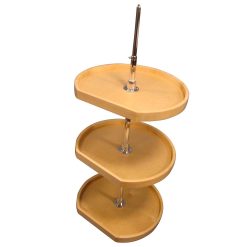 Rev-A-Shelf 4WLS273-20-536 20×22 Natural Wood 3 Shelf D-Shape Independent Lazy Susan