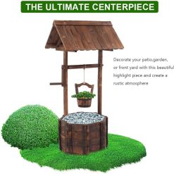 Alternative view of Outdoor Reinforced and Anticorrosive Wooden Wishing Well Flowerpot Multi Color Country Wood Handmade