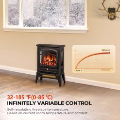 Alternative view of Electric Fireplace Heater with Thermostat Control, 15 Cathedral Stylish Small Fireplace Stove Heater, 3D Realistic Flame Effects, Overheating Safe Design
