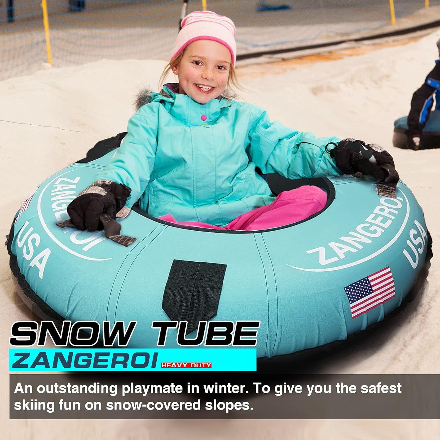 Snow Tube Snow Tubes Heavy Duty Snow Tube for Kids Adult Snow Tube 45inch, Snow Sled Sledding Tube, Inflatable Snow Tube for Kids Snow Tubes for Sledding Towable Double Rubber Snow Tube with Cover - Image 3