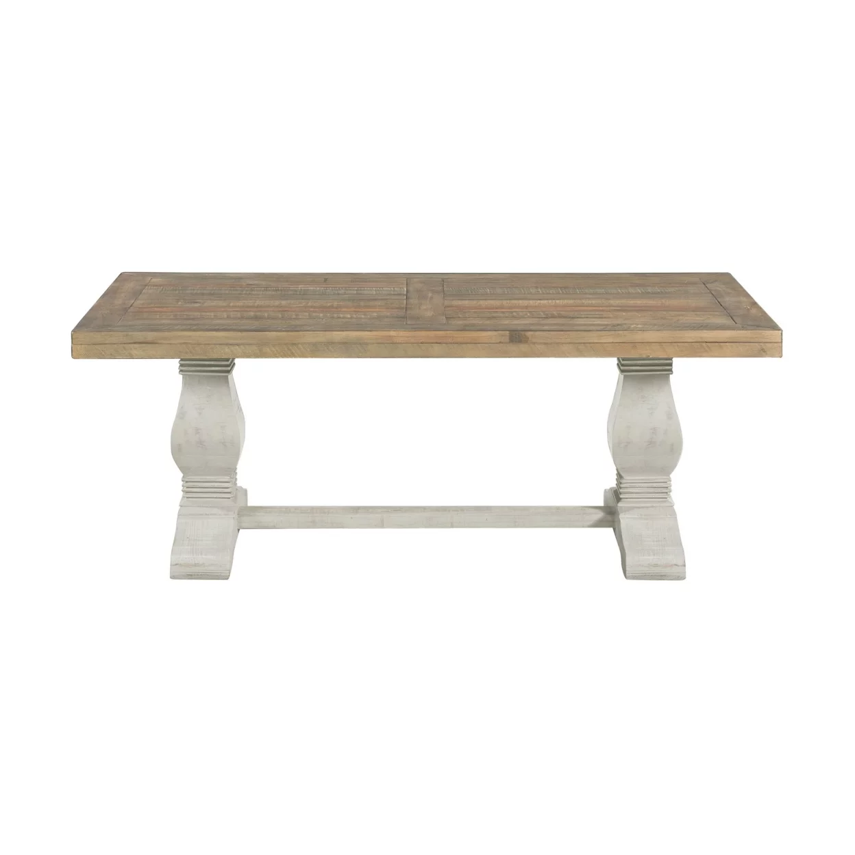 19 Inch Coffee Table with Pedestal Base, Brown and White- Saltoro Sherpi - Image 2