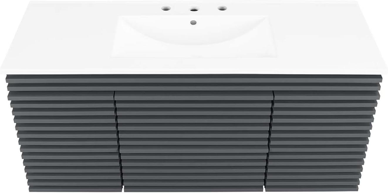 Modway Render 48 MDF and Particleboard Wall-Mount Bathroom Vanity – Gray/White - Image 6