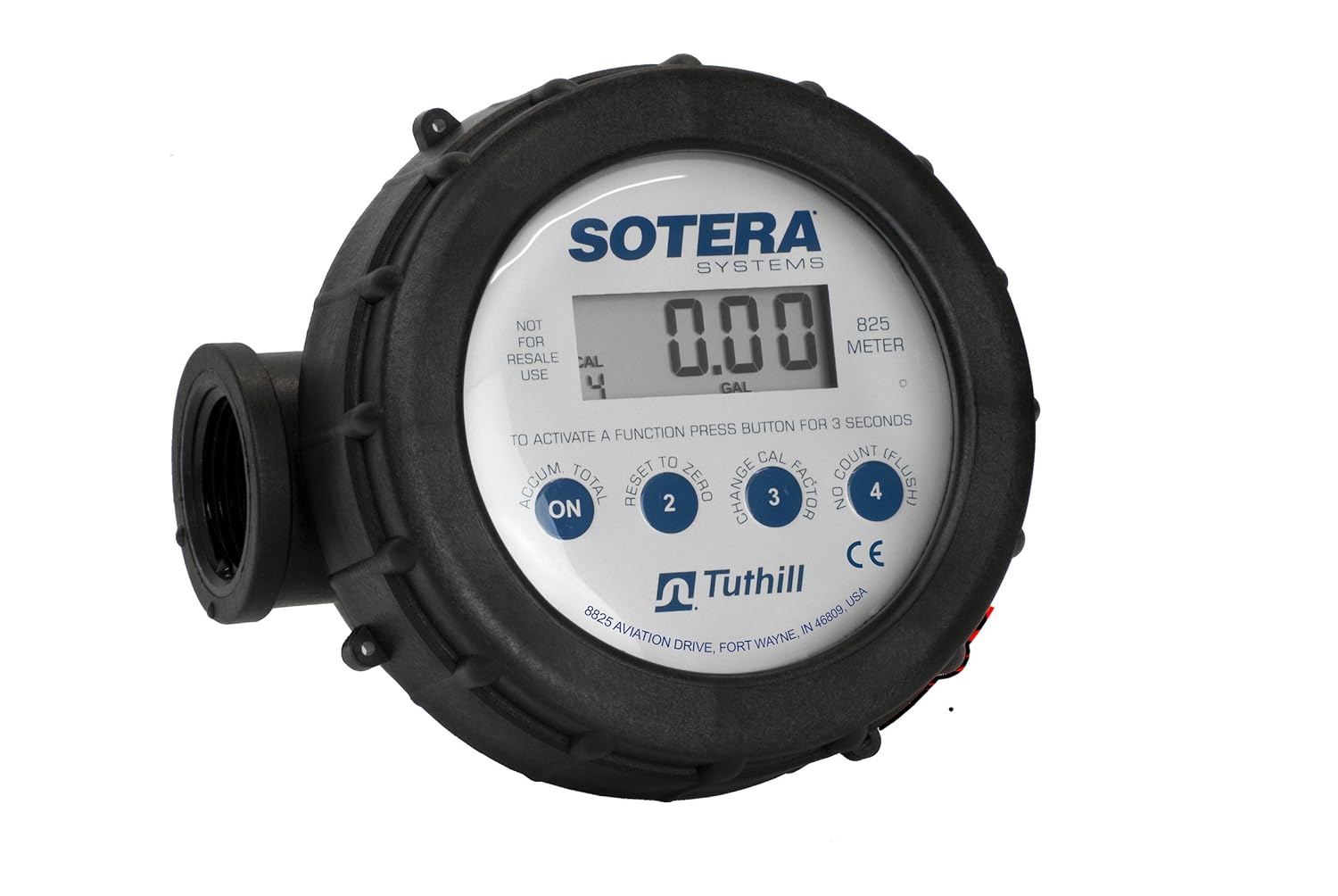 Sotera 825 1 2-20 GPM(7-75 LPM) Digital Inline Nutating Disc Poly Chemical Transfer Meter, 125 PSI (8.6 bar)