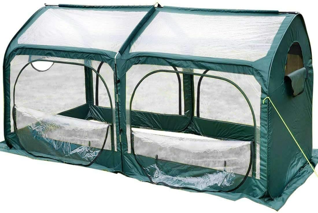Quictent Mini Portable Greenhouse 98 x 49 x 53 Inches Pop up Grow House for Outdoor & Indoor Eco-Friendly Fiberglass Poles Overlong Cover 6 Stakes 4 Zipper Doors (Black) - Image 2
