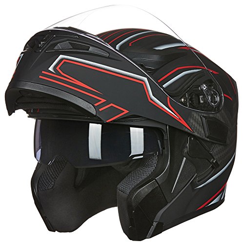 ILM Motorcycle Dual Visor Flip up Modular Full Face Helmet DOT 6 Colors Model 902 - Image 21