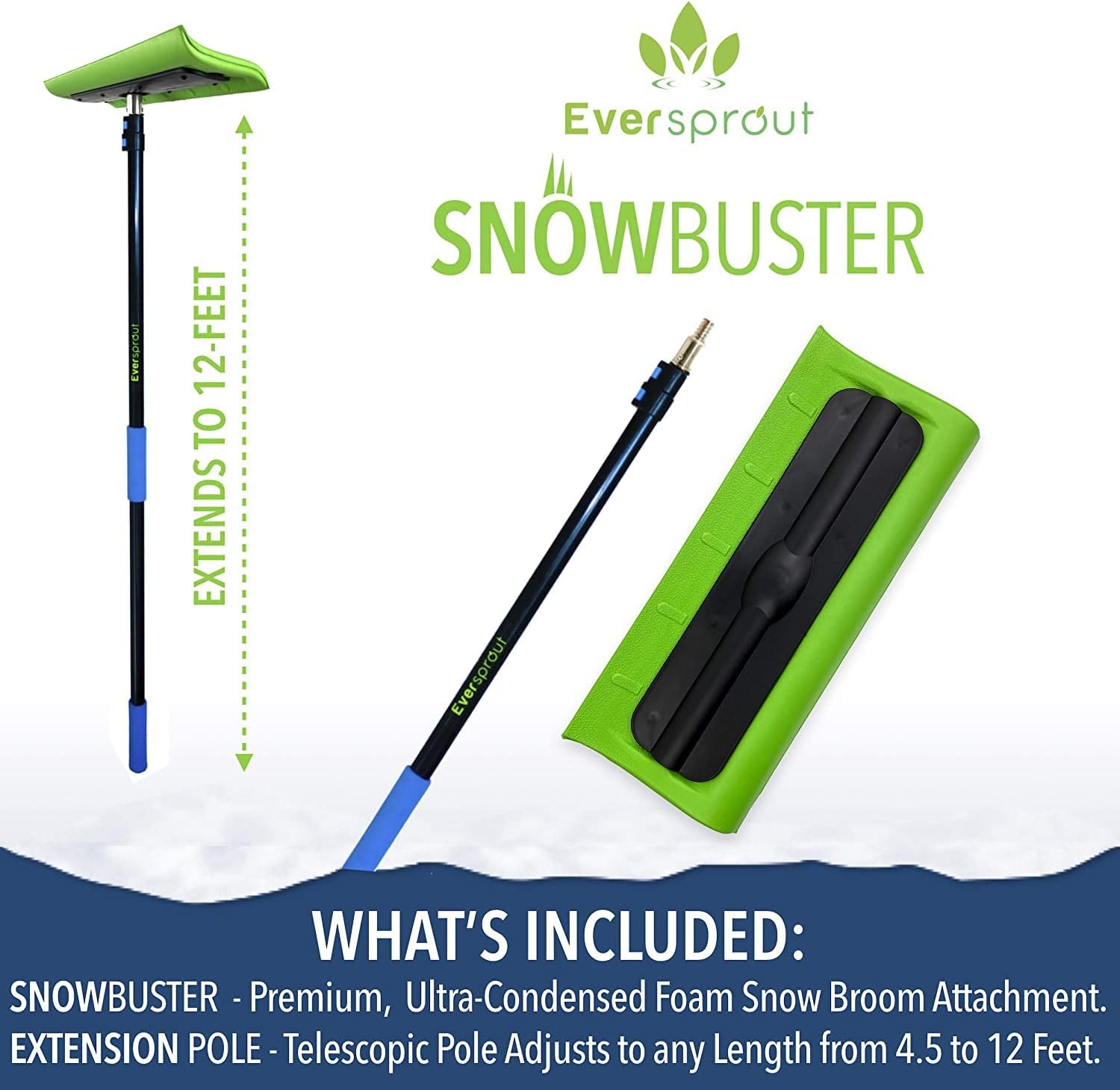 EVERSPROUT Never-Scratch SnowBuster 7-to-24 Foot (Up to 30 Ft Standing Reach) | Pre-Assembled Extendable Roof Rake for Snow Removal | Heavy-Duty Aluminum, Soft Foam Pad | Exclusive Push/Pull Design - Image 18