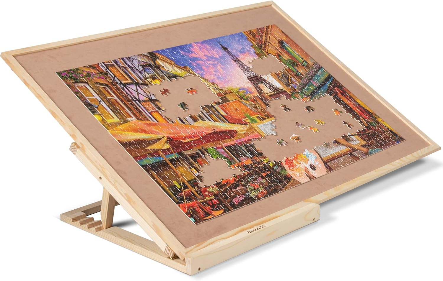 Becko US Puzzle Board & Bracket Set/Wooden Puzzle Board Kit/Jigsaw Puzzle Plateau – with Puzzle Board for Up to 1500 Pieces
