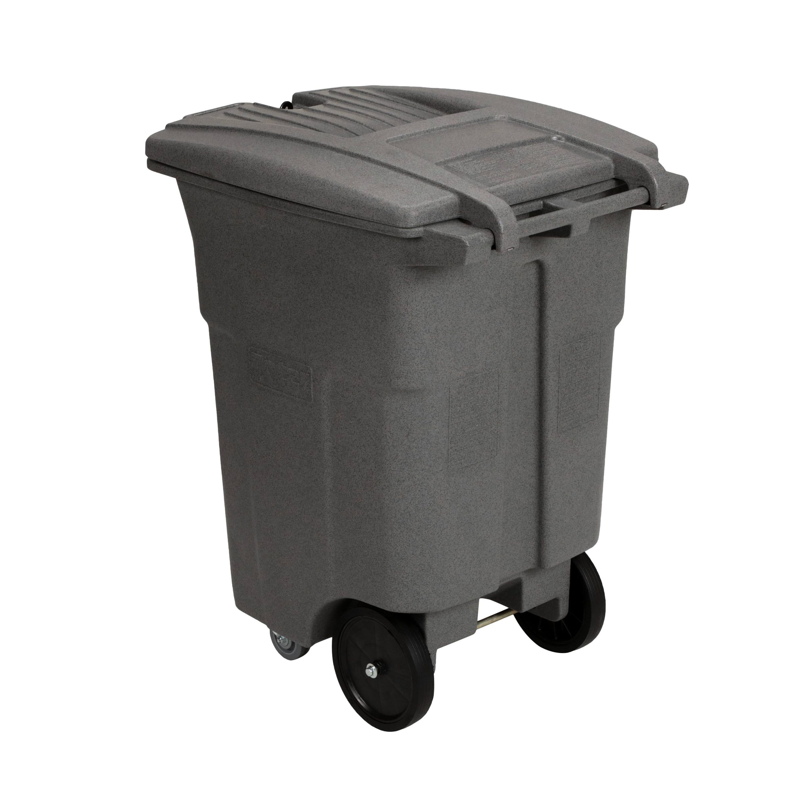 Toter 96 gal. Graystone Document Trash Can with Wheels and Hasp Lock (2 Standard Caster, 2 Stationary Wheels) - Image 3