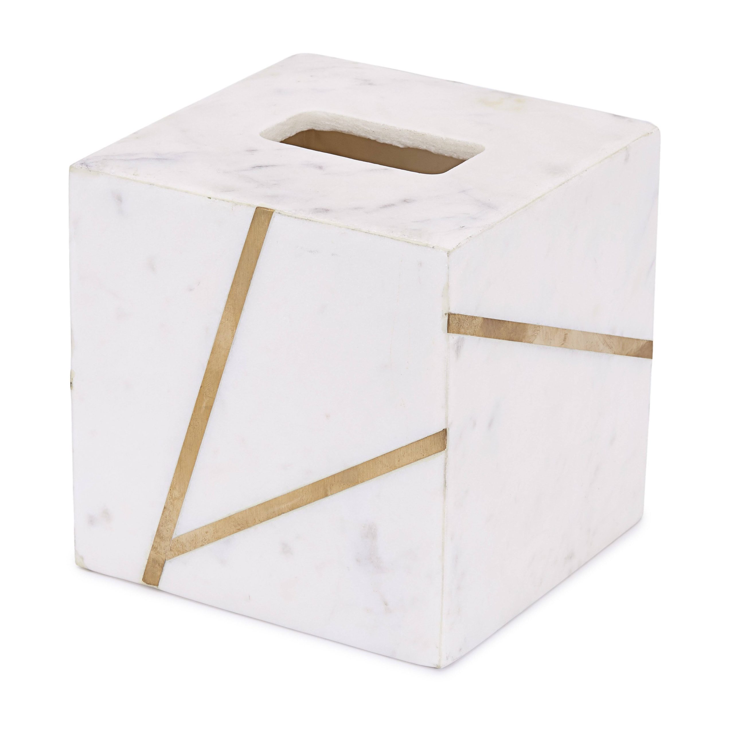 Kassatex Tissue Holder, Marble Brass Accessories