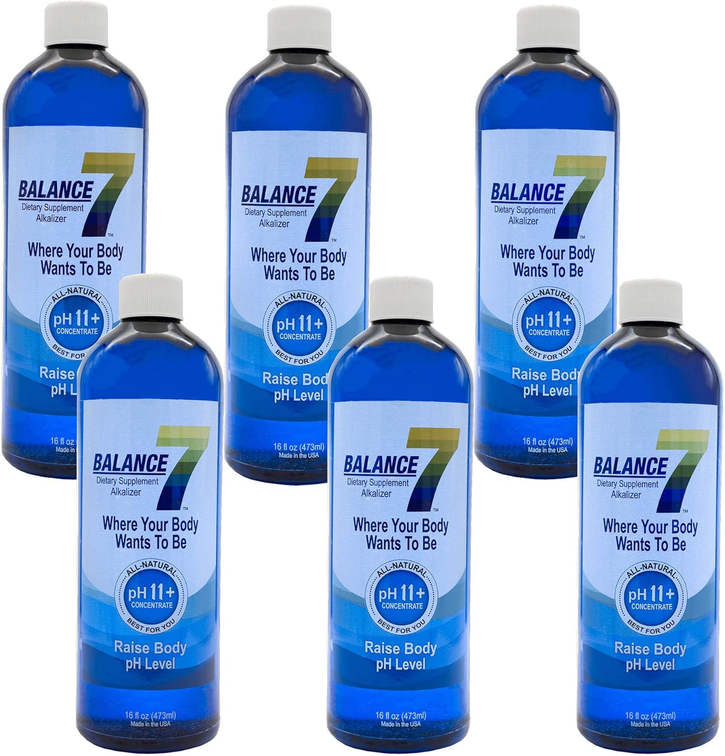 Balance 7 – Alkaline Dietary Supplement – 11+ pH Alkalizing Concentrate and pH Booster Mineral Liquid – pH Balancer (16 fl oz, 6 Bottles) Pack of 2