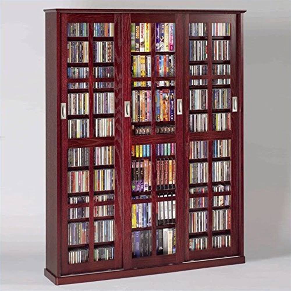 Leslie Dame MS 1050dc Mission Style Sliding Glass Door Multimedia Cabinet Dark Cherry - Image 2