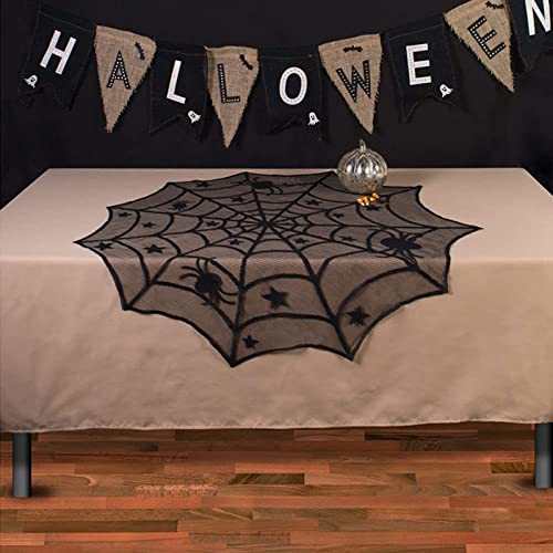 Halloween Decorations Sets,Fireplace Mantel Scarf,Round Spider Table Cover,Lace Table Runner and Cobweb Lampshade,80 Pcs 3D Bat for Party Decors - Image 6