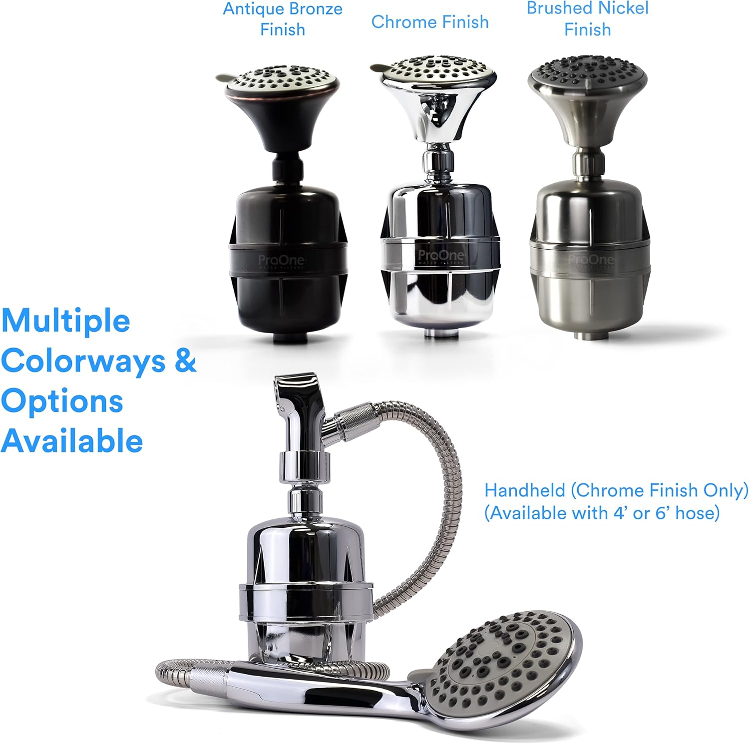 ProOne ProMax Chrome Shower Filter with 5-Function Massage Settings, Filtering, High-Pressure Shower Head to Remove Chlorine, Lead, and More - Image 4
