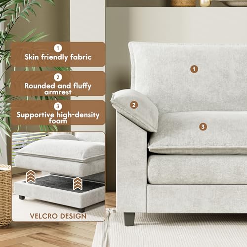 YESHOMY Sectional Modular Sofa U Shaped Chenille Fabric Couch with High Supportive & Soft Sponges and Removable Ottoman, Sleeper Comfy Upholstered Furniture for Living Room, Grey - Image 9