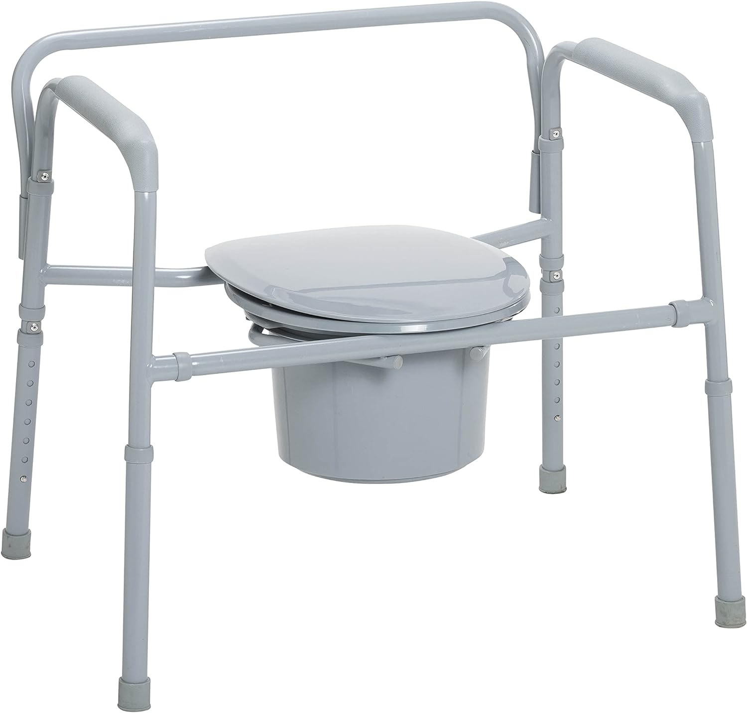 Drive Medical 11117N-1 Bariatric Commode Chair for Toilet with Arms, Gray - Image 2
