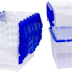 Alternative view of Akro-Mils KeepBox 12 Gallon Storage Container, Nesting and Stackable Plastic Storage Box with Lid Attached, Clear Tote for Garages, Closets, and Moving, 21-1/2 x 15 x 12-1/2, Clear/Blue, 6-Pack