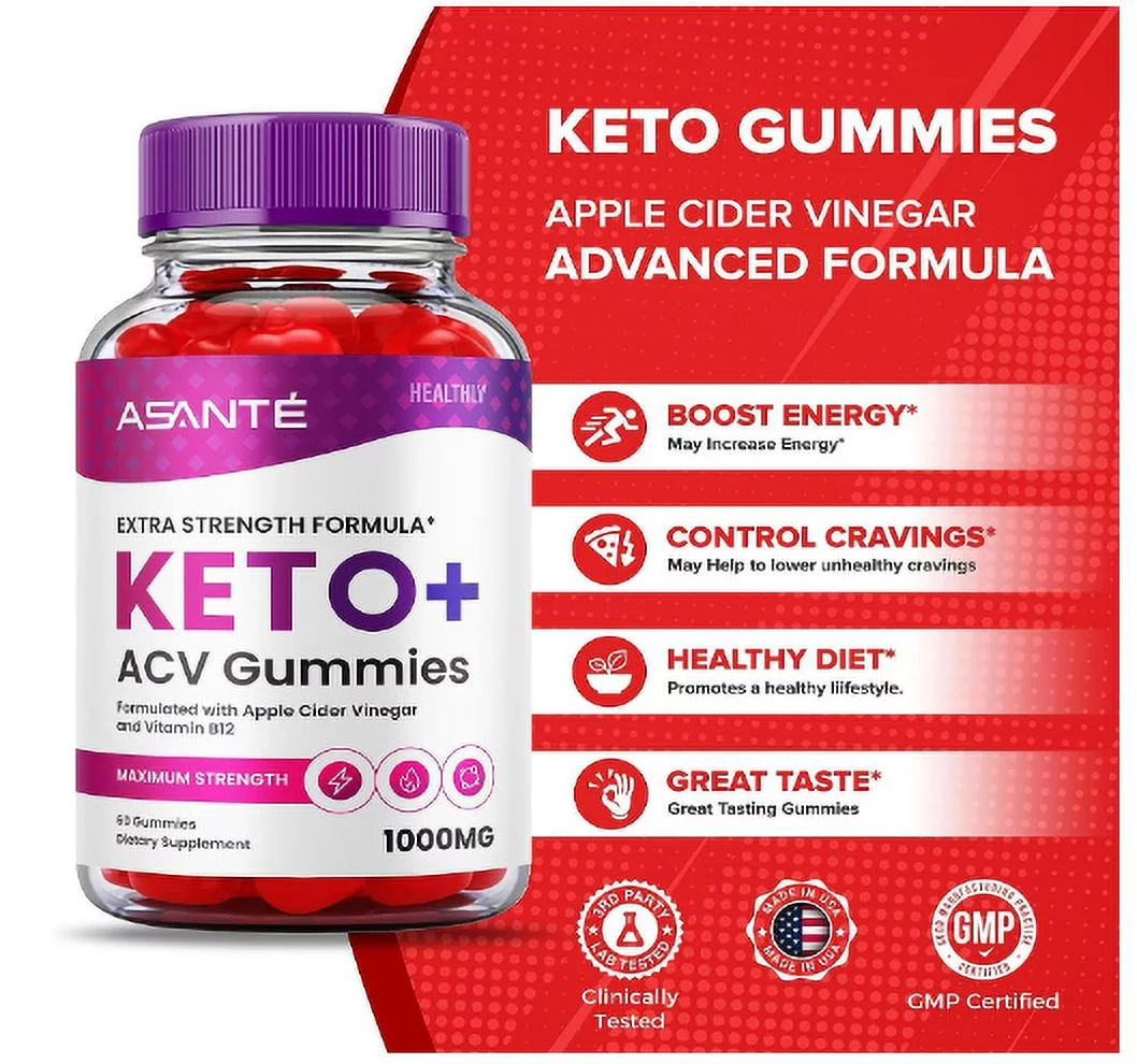 (3 Pack) Asante Keto ACV Gummies for Weight Loss Apple Cider Vinegar Vitamin B12 (180 Gummies) - Image 3