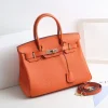 KAMUGO Genuine Leather Handbags Purse for Women , Tote Shoulder Bag 25# Orange