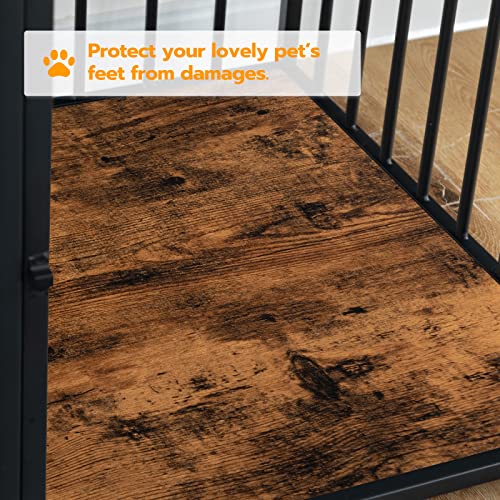 HOOBRO Dog Crate Furniture, Wooden Dog House, Decorative Dog Kennel with Drawer, Indoor Pet Crate End Table for Small Dog, Steel-Tube Puppy Cage, Chew-Proof, Greige BG01GW03 - Image 8