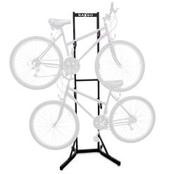 RaxGo Bike Storage Rack, 2 Bicycle Garage Stand, Adjustable, Freestanding, Adjustable Hooks Universal for Indoor Use