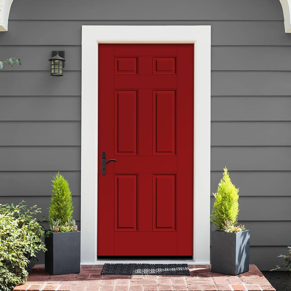 Therma-Tru Benchmark Doors 32-in x 80-in Fiberglass Left-Hand Inswing Ready to Paint Unfinished Prehung Single Front Door in Whi - Image 2