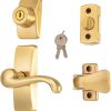 Ideal Security Door Lever with Deadbolt Lock for Storm and Screen Doors, Satin Gold