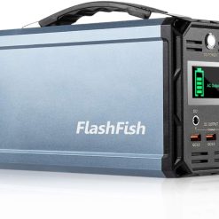 300W Solar Generator, FlashFish 60000mAh Portable Power Station Camping Potable Generator, CPAP Battery Recharged by Solar Panel/Wall Outlet/Car, 110V AC Out/ DC 12V /QC USB Ports for CPAP Camp Travel