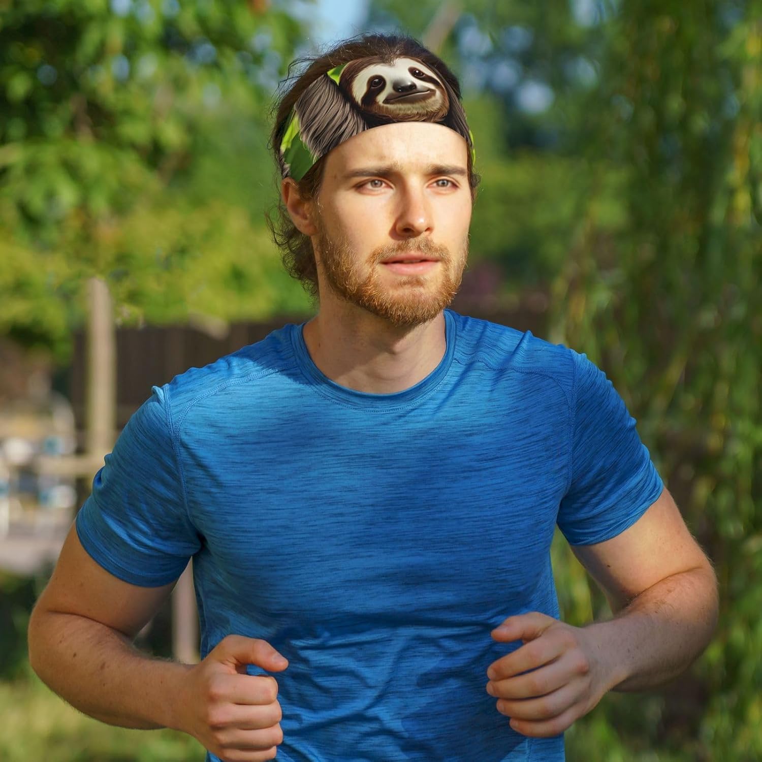 Elastic Exercise Headband for Men & Women Moisture Wicking Athletic for Running, Gym, Working Out Cute Sloth Pattern - Image 7