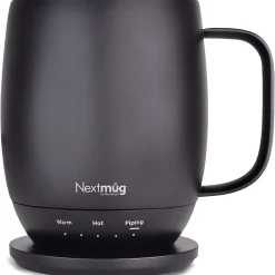 Nextmug by Nextboom – Temperature-Controlled, Self-Heating Coffee Mug (Black – 14 oz.)