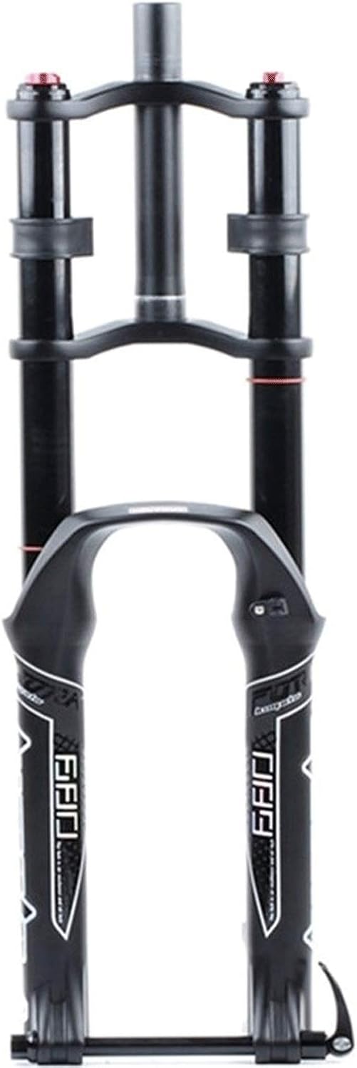 ZHUOYA Bicycle Suspension Fork 26/27.5/29 Hydraulic Double Shoulder Disc Brake Magnesium Alloy Rappelling Damping/AM/FR Travel 130mm (A Black)