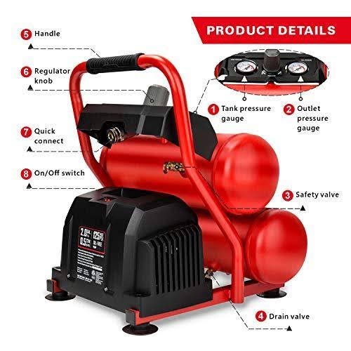 Craftsman 2 Gal Twin Stack Portable Air Compressor 125 PSI 0.3 HP - Image 9