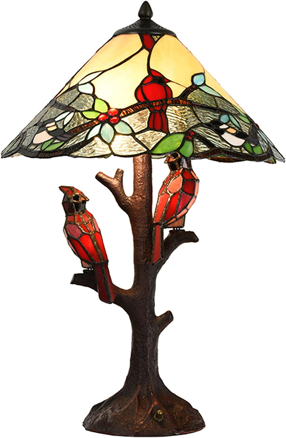 River of Goods 24 Cardinal Triple-Lit Stained Glass Table Lamp
