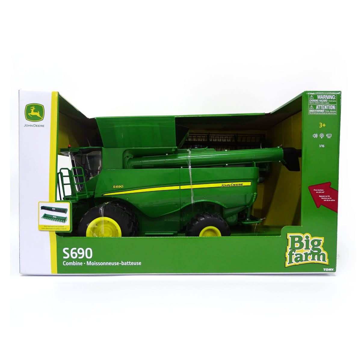 1:16 Big Farm John Deere S690 Combine with Corn and Draper Head 47101 - Image 4