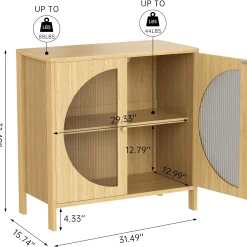 Alternative view of QCAI Sideboard Cabinet,Buffet Cabinet with Storage, Accent Storage Cabinet with Glass Doors, Cupboard Console Table for Living Room, Hallway, Dining Room, Entryway, 31.5X 15.7X 31.5 Inches