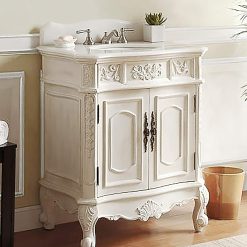 Alternative view of 30.75 Ellenton Antique Style White Bathroom Sink Vanity & Mirror Set HF-080W-AW-BS-MIR